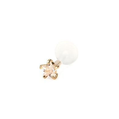Labret de ouro 14 quilates com estrela de pedra e barra de PTFE