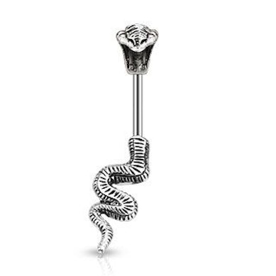 Umbigo piercing em aço cirúrgico com uma cobra