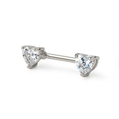 Mamilo piercing com zirconias em forma de coração