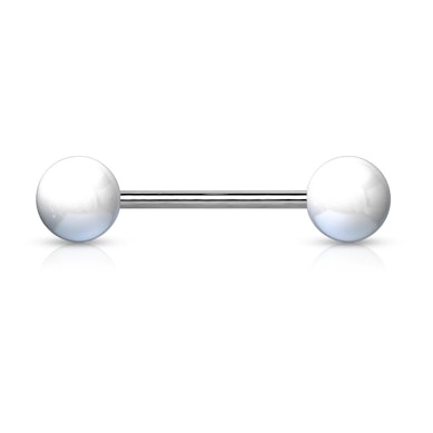 Barbell para a língua em titânio com bolas acrílicas em várias cores