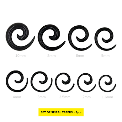 Conjunto de tapers em espiral de acrílico