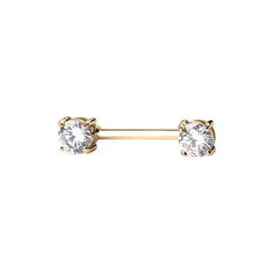 Mamilo piercing de ouro 14 quilates com pedras