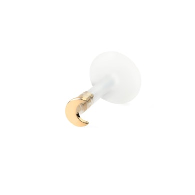 Labret de ouro 14 quilates com meia-lua