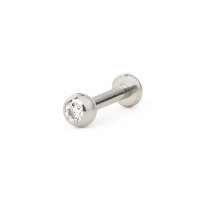 Labret de titânio com rosca interna e topo de bola