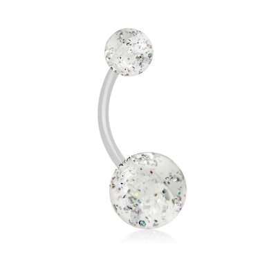 Umbigo piercing de acrílico com bolas brilhantes