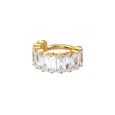 Argola de titânio com pedra em corte baguette