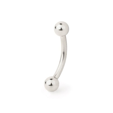 Barra de piercing curvada com bolas