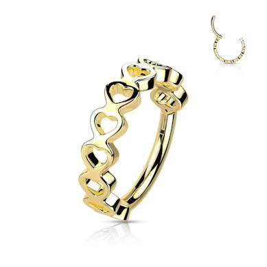 Argola com segmento articulado com corações