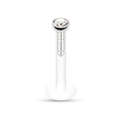 Labret de ptfe com várias pedras coloridas