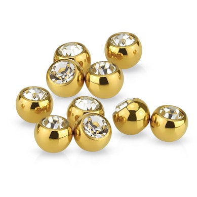 Bola de piercing em várias cores com pedra