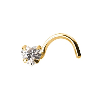 Screw para o nariz em ouro 14k com pedra em forma de coração