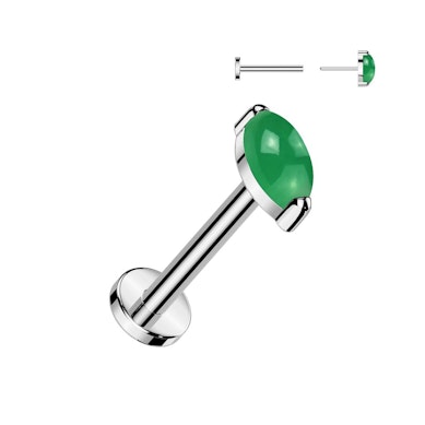Labret em titânio com pedra natural
