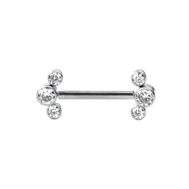 Barbell mamilo sem rosca com 3 zirconias