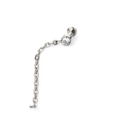 Labret delicado com pedra e pendente