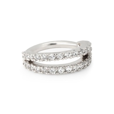 Argola de duas fileiras com brilhantes