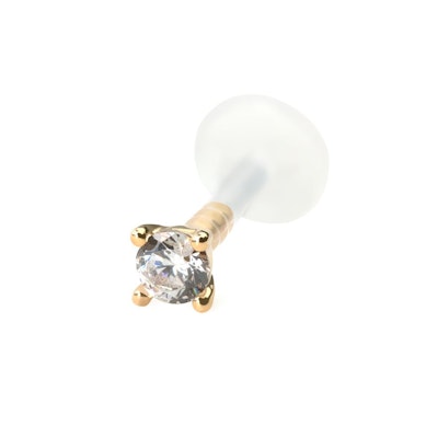Labret de barra de bioplástico e topo em ouro de 14k