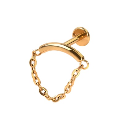 Labret de barra curva em titânio com corrente