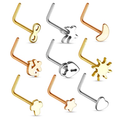 Nariz piercing com figuras diferentes