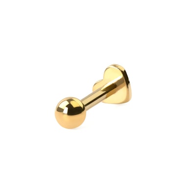Labret em titânio com dois lados - coração plano na traseira 
