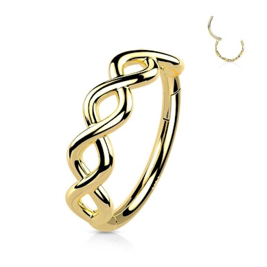 Argola articulada de ouro de 14 quilates com forma entrelaçada