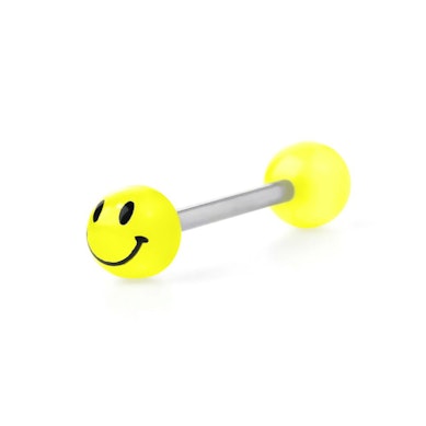 Língua barbell florescente com um smile