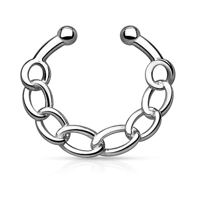 Nariz piercing falso com corrente