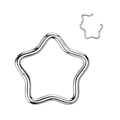 Argola articulada de titânio em forma de estrela