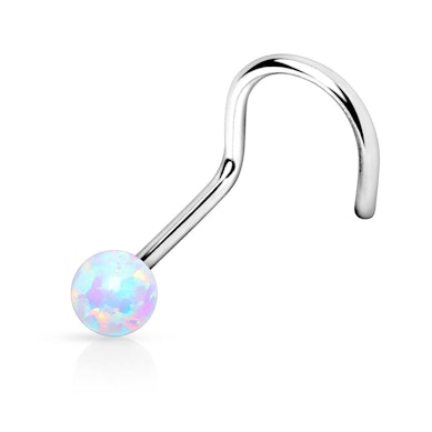 Nariz piercing com uma pedra opala