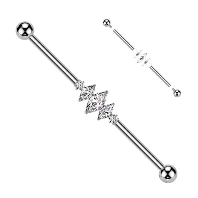 Barbell industrial em titânio com pedras em marquesa
