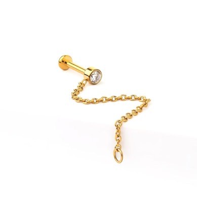 Labret em titânio com pedra e corrente