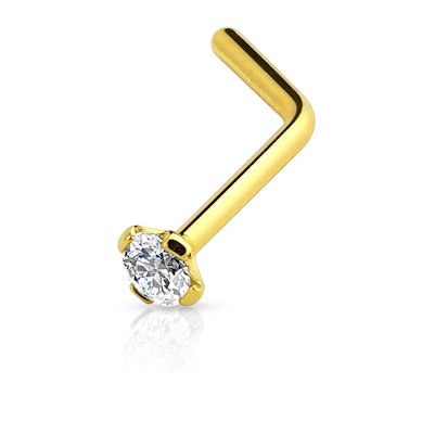 Stud em L para o nariz com pedra fixa com garras