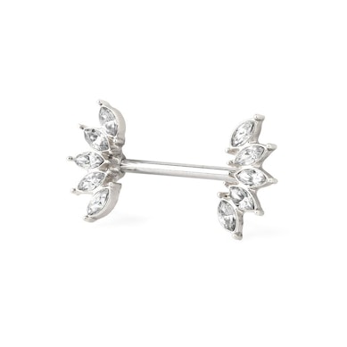 Mamilo piercing com brilhantes de corte marquise