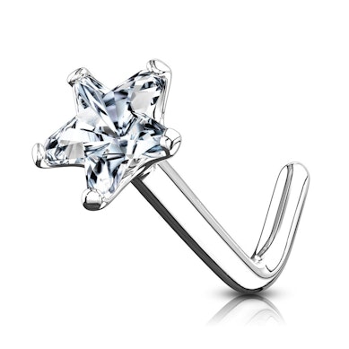 Nariz piercing de ouro 14 quilates com pedra em formato de estrela