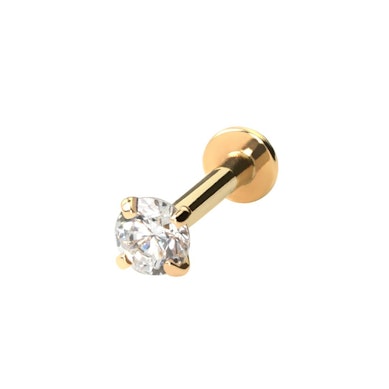 Labret em ouro de 14 quilates com rosca interior e brilhante