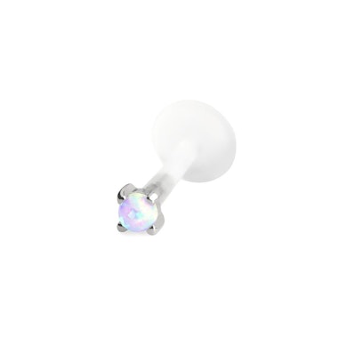 Labret de ouro de 14 quilates com opala
