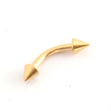 Barra curvada banhada a ouro com picos