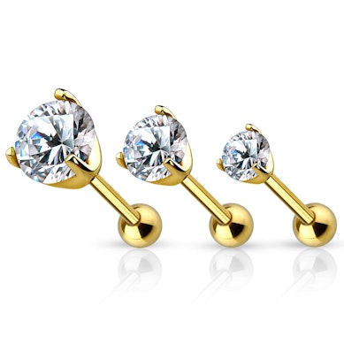 Conjunto de piercings para a orelha de ouro 14 quilates com pedras