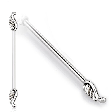 Barra industrial piercing com asas de anjo