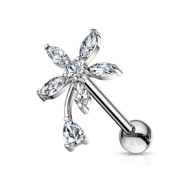 Orelha piercing com pedras e marquise