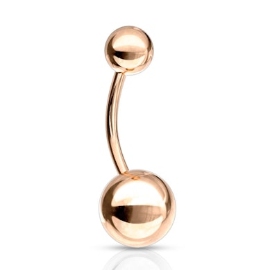 Umbigo piercing revestido em ouro vermelho