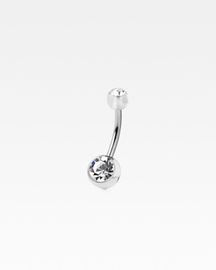Umbigo piercing com bola de acrílico e pedras