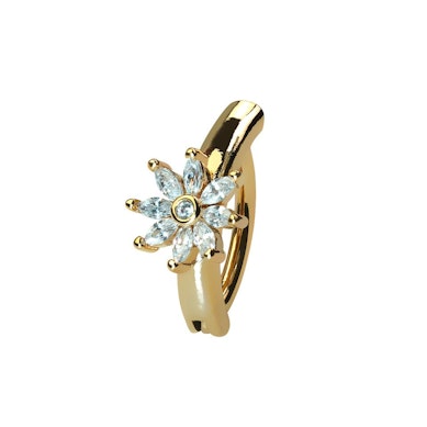 Joia articulada para umbigo com flor brilhante