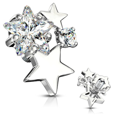 Micro dermal de estrelas e pedras brilhantes