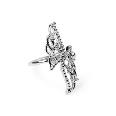 Ear cuff com asas em aço cirúrgico - prateado