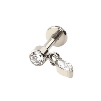 Labret em titânio com pendente em corte marquesa