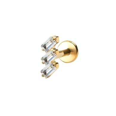 Labret de titânio com pedras em corte baguette