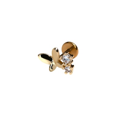 Labret em forma de borboleta com pedras