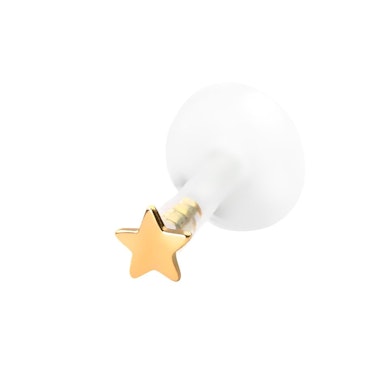 Labret com topo de estrela em ouro de 14 quilates