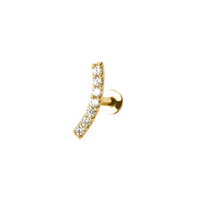 Labret de encaixe em ouro de 14 quilates com zircónias