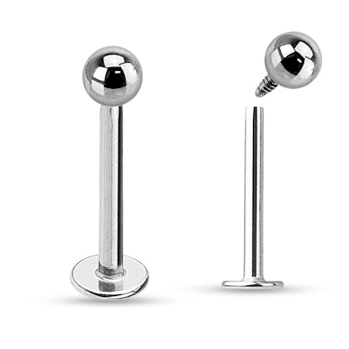 Labret de titânio com rosca interna
